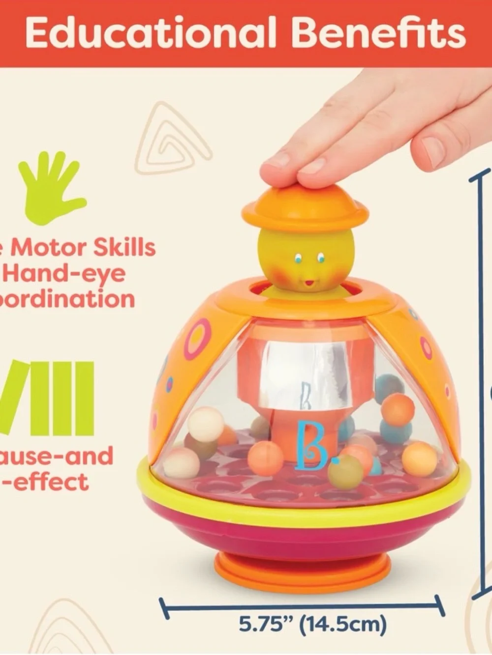 Orange Spinning Popper‎ - Bright Orange Learning Toy